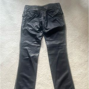 Valentino Roma navy leather pants.. gold piping down legs